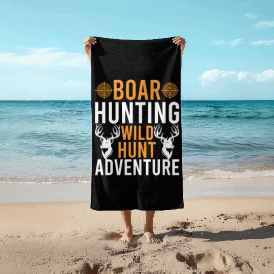 Boar Hunting Wild Hunt Adventure Beach Towels