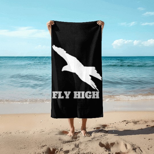 FLY High Grey Pop Art Eagle Beach Towels