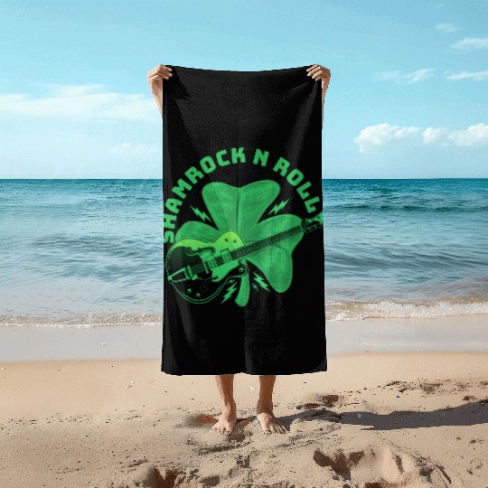 shamrock n roll Beach Towels