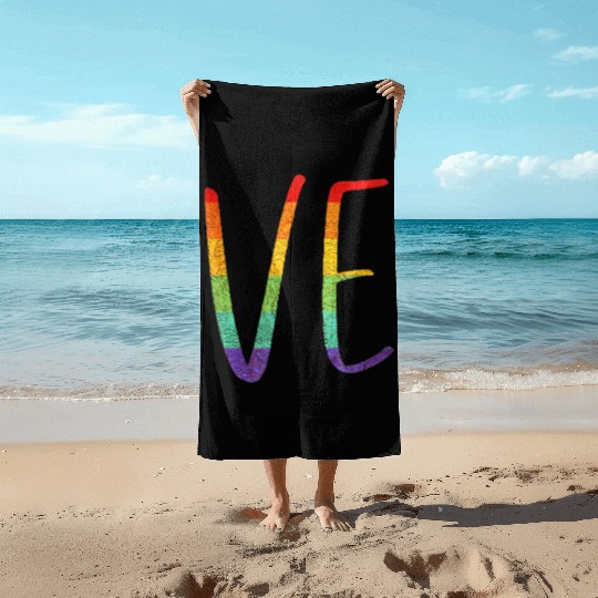 LGBT Pride Love LO VE Lesbian Couple Matching Love Beach Towels