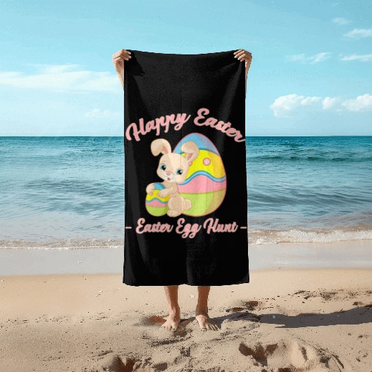 Happy Easter Egg Hunt Bunny Gift Beach Towels