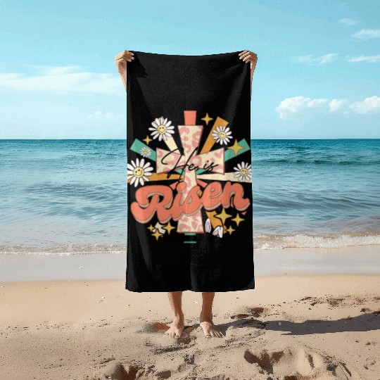 He is risen Mathew 28:06 Beach Towels