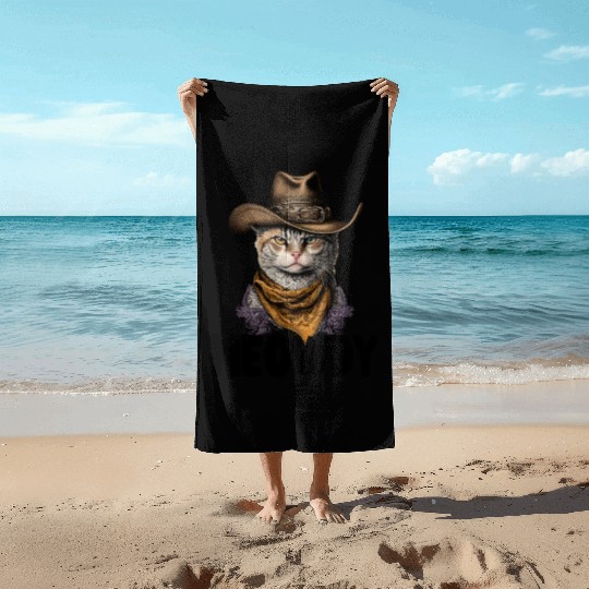 Meowdy Cat Meme Country Meow Howdy Funny Beach Towels