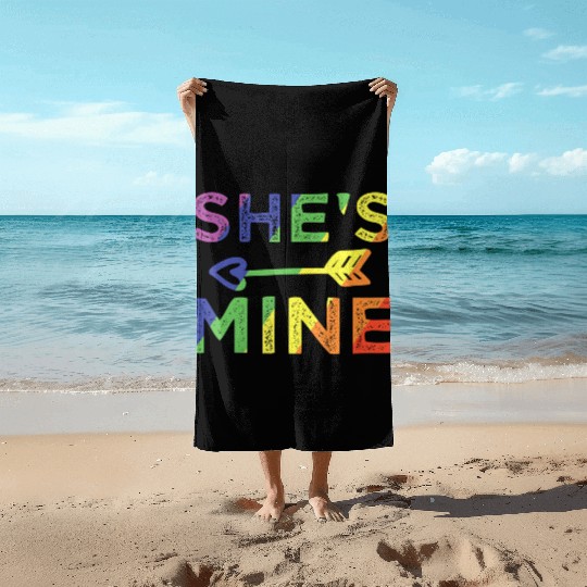 Lesbian Couple She s Mine I m Hers Matching LGBT Beach Towels
