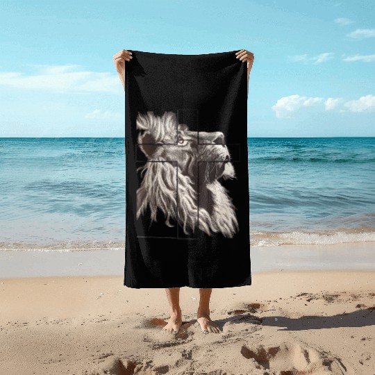 Lion Love Cross God Savior Church Christian Gift C Beach Towels