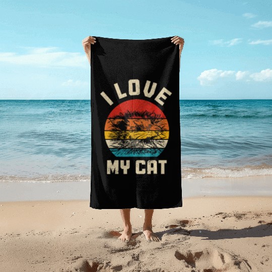 Opossum I Love My Cat Vintage Funnym Beach Towels