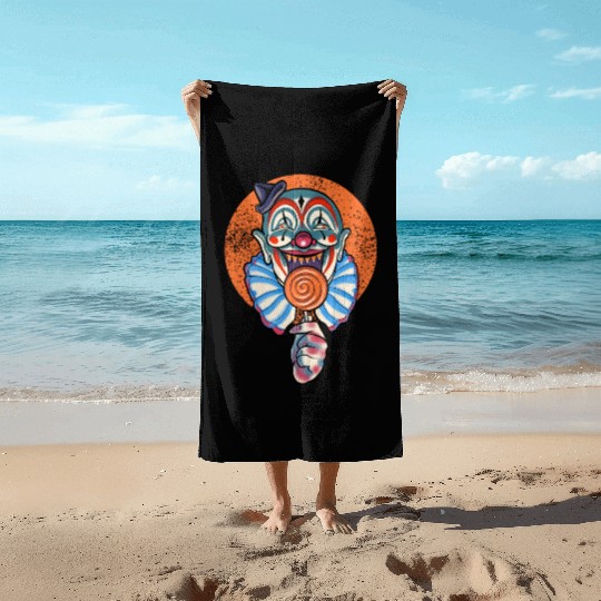 Horror Candy Corn Clown Beach Towels