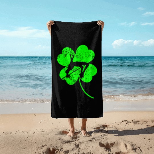 High-jumping St. Patrick's day shamrock Beach Towels