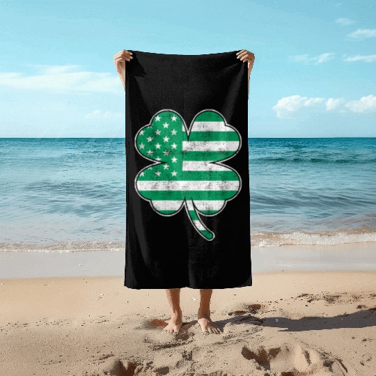 USA Shamrock St. Patrick's Day USA Beach Towels