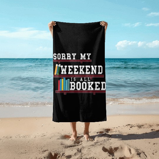 Bookish Reading Teacher Funny bookworm Heart shelf Beach Towels