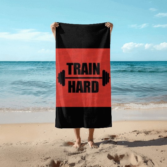 Train hard in the gym Beach Towels