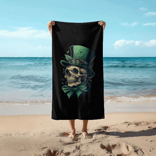 St Patrick s Lucky Irish Skull Beach Towels