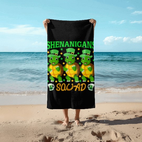Shenanigans Squad St. Patrick’s Day Cute Turtle Beach Towels