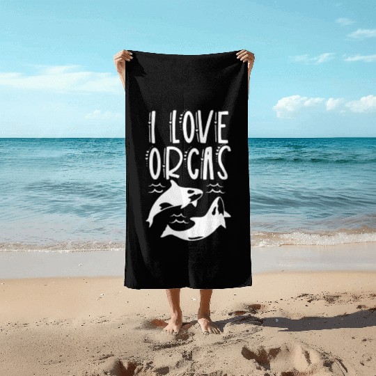 I Love Orcas Sea Orca Protect Whale Beach Towels