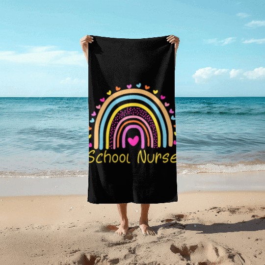 School Nurse Rainbowcaronavirusdogekingchaddronepr Beach Towels