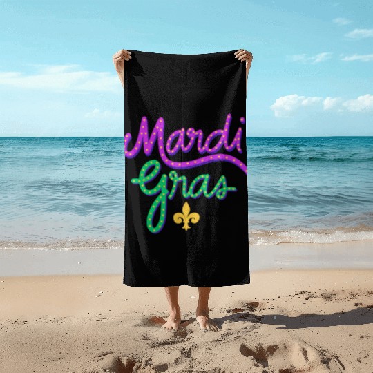 Mardi Gras Carnival Fiesta Party Louisiana New Orl Beach Towels