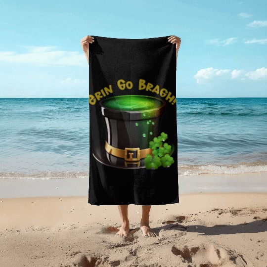 Get Lucky with this 'Erin go Bragh' Top Hat Design Beach Towels
