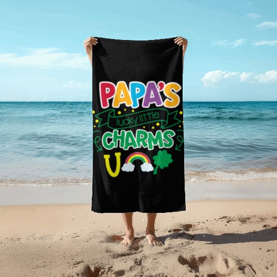 Papa's Lucky Little Charms Clover Shamrock Beach Towels