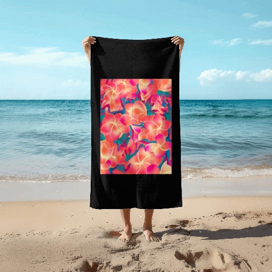 Orange Flowers Neon Beach Towels
