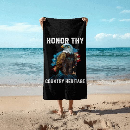 Honor Thy Country Heritage American Bald Eagle Beach Towels