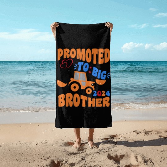 Promoted to Big Brother - New Baby Announcement Beach Towels