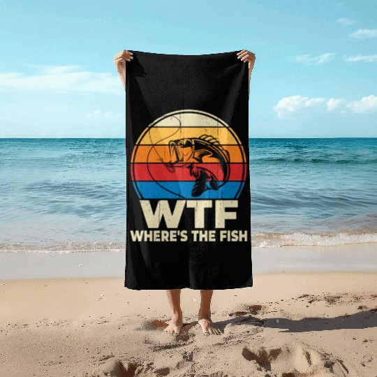 WTF wheres the fish Beach Towels