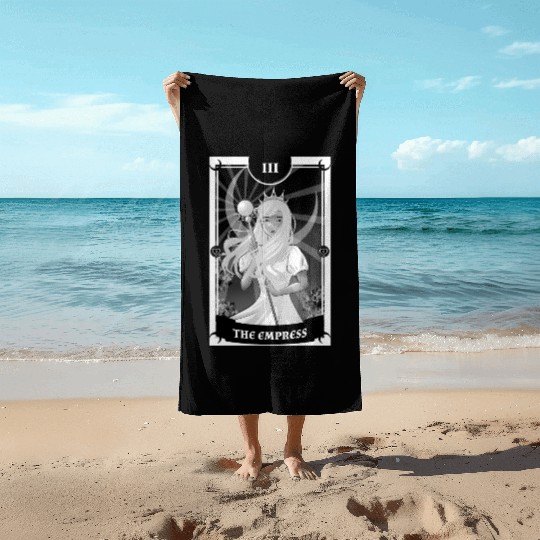 Anime Tarot Card The Empress Gothic Beach Towels