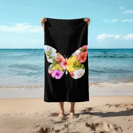 Coconut Girl Aesthetic Hibiscus Butterfly Beach Towels