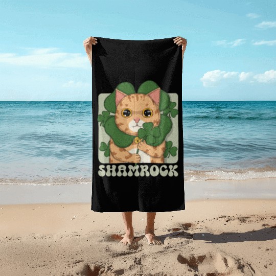 Tabby Shamrock Beach Towels