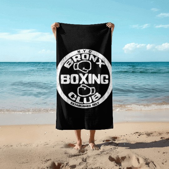 Bronx Boxing Club Squared Circle Distressed Beach Towels