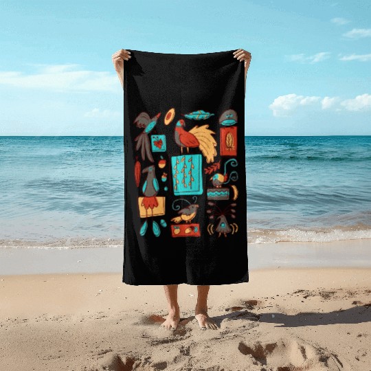 Retro 1950s Birds Of Paradise Pattern Beach Towels