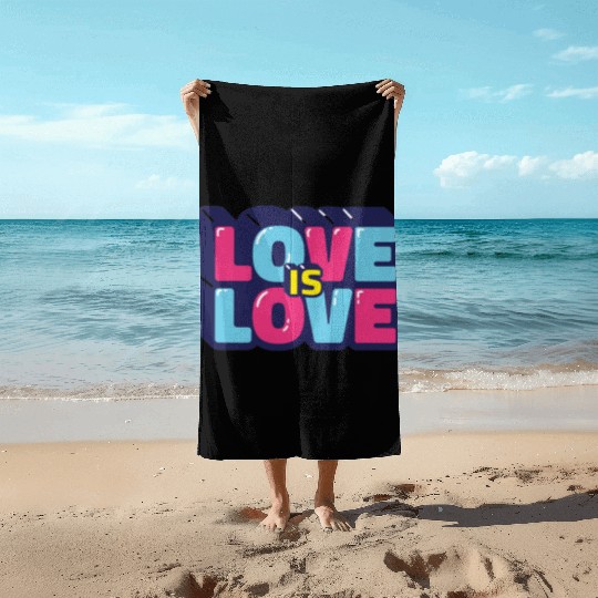 Love is love retro Beach Towels