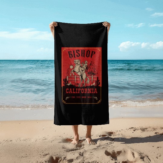 bishop California wild west town Beach Towels