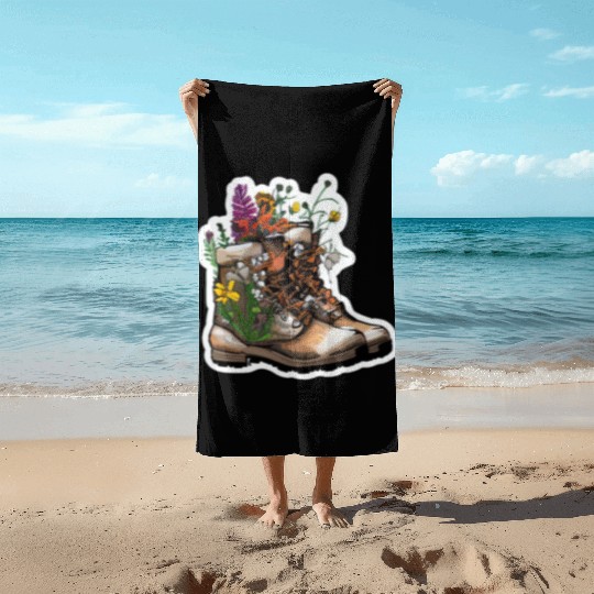 Wildflower Hiking Boot: Find Your Path! Beach Towels