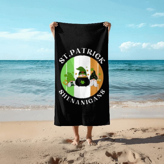 ST PATRICK shenanigans funny St. patty's Beach Towels