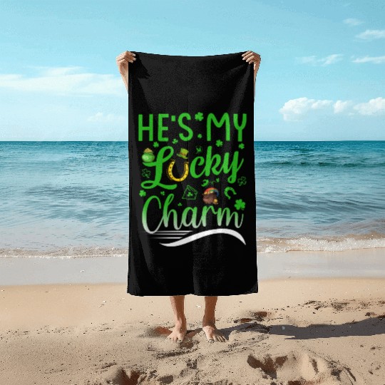 Hes My Lucky Charm St Patricks Day Beach Towels