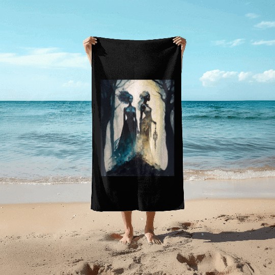 Black Nature Goddess - African American, Woodland Beach Towels