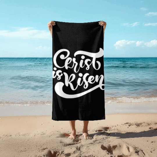 He Is Risen Religious Easter Beach Towels
