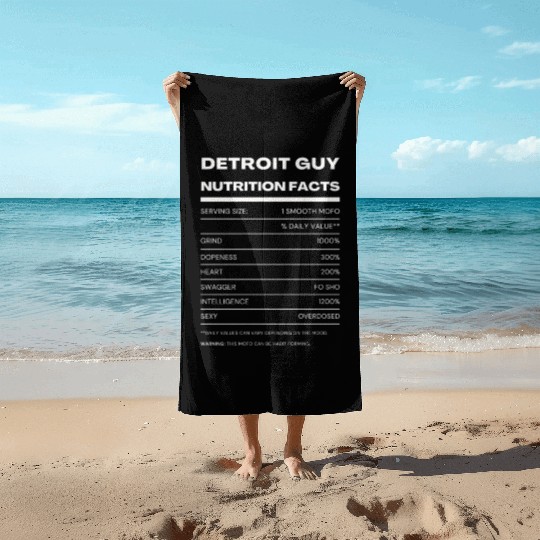 Detroit Guy Nutrition FACTS wht Beach Towels