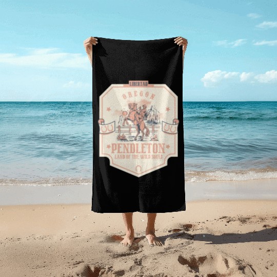 pendleton oregon wild west town Beach Towels