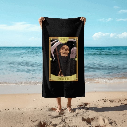 Anime Tarot Card Death Grim Reaper Occult Gothic W Beach Towels