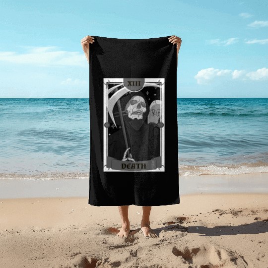 Anime Tarot Card Death Grim Reaper Occult Gothic W Beach Towels