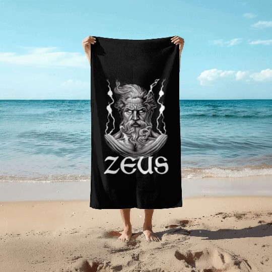 Zeus God Lightning Greek Mythology Beach Towels