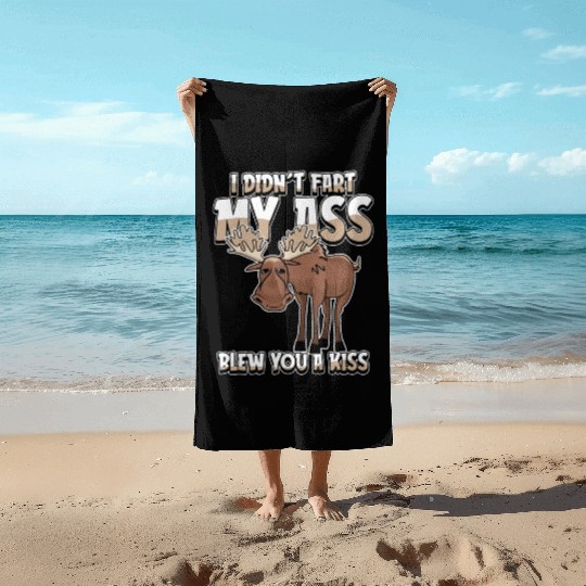 Moose Elk Funny Beach Towels