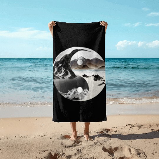 Ying Yang - mountains - beach Beach Towels