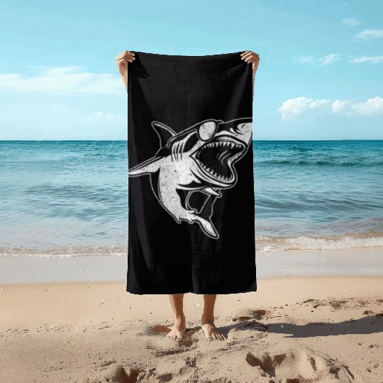 Shark Fish Sharkfish Great White Shark Beach Towels