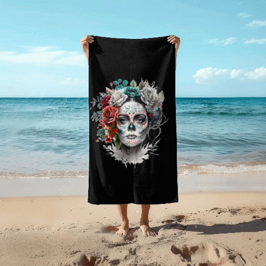 Frida Mexican frida kahlo woman painter art Beach Towels