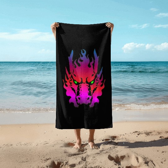 Dragon Face Beach Towels