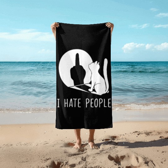 Grumpy Kitten Cats I Don't Like People Cat I Hateb Beach Towels