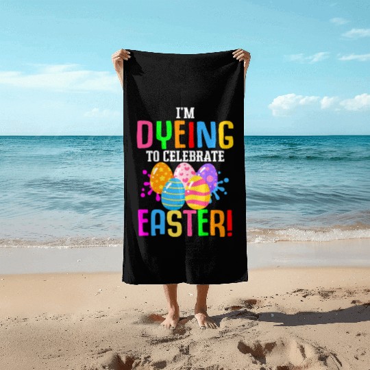 Easter Colorful Egg Dye Rabbit Egg Hunt Beach Towels